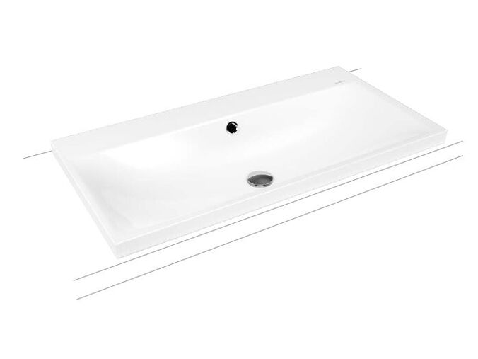Kaldewei Silenio 3041 umyvadlo na desku, s přepadem, 90x46x4 cm, 1 otvor pro baterii, Perl-Effekt, bílá