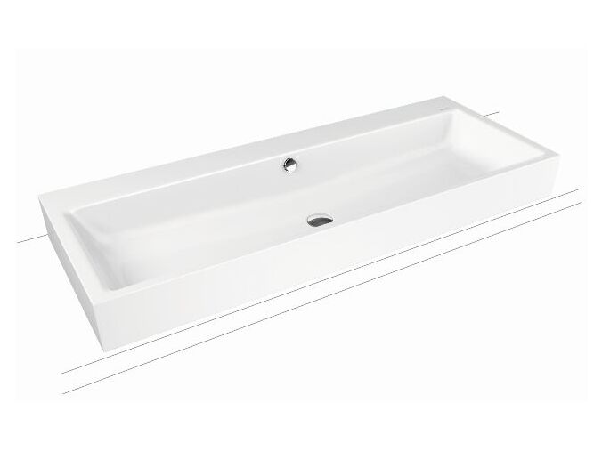 Kaldewei Puro 3168 umyvadlo na desku, 120x46 cm, s přepadem, 1x1 otvor, Perl-Effekt, bílá