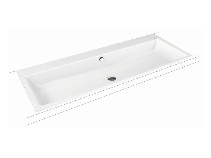Kaldewei Puro 3169 umyvadlo zápustné, 120x46 cm, s přepadem, 2x1 otvor, Perl-Effekt, bílá