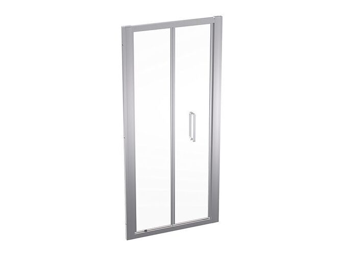 Geberit GEO skládací posuvné dveře, 90x190 cm, sklo transparent, rám stříbřitá