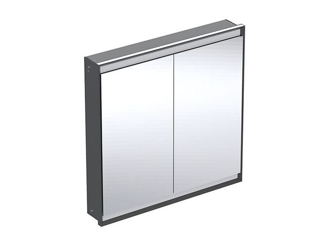 Geberit ONE zrcadlová skříňka pod omítku, ComfortLight, 2x dvířka, 90x90x15 cm, hliník/černá mat