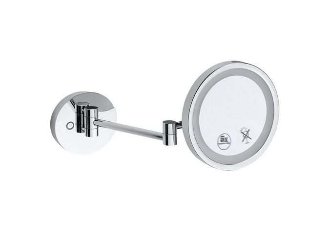 Bemeta Kosmetická zrcátka kosmetické zrcátko průměr 200 mm, na rameni, s LED osvětlením, 5x zvětšující, chrom lesk