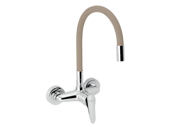 Novaservis Dřezová baterie s elastickým ramenem 150mm, béžová-chrom