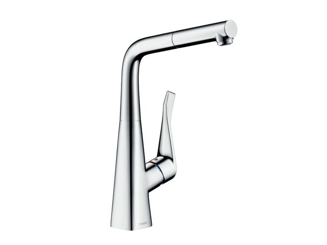 Hansgrohe Metris M71 Dřezová baterie s výsuvnou koncovkou, chrom