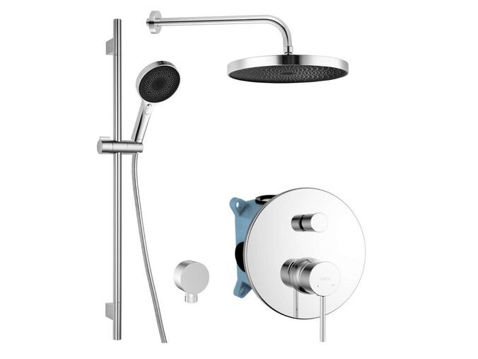 kielle Oudee Sprchový set s baterií pod omítku, pro 2 spotřebiče, s příslušenstvím a tělesem, chrom