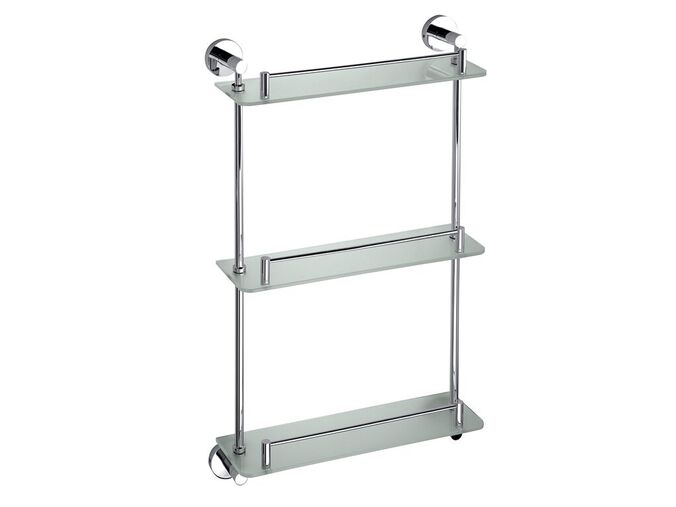 Bemeta Omega skleněná polička trojitá s hrazdou 400x675x130 mm, chrom
