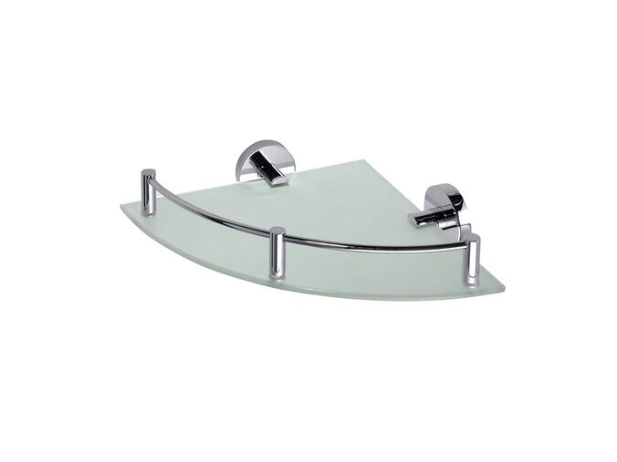 Bemeta Omega skleněná polička rohová s hrazdou 250x70x250 mm, chrom