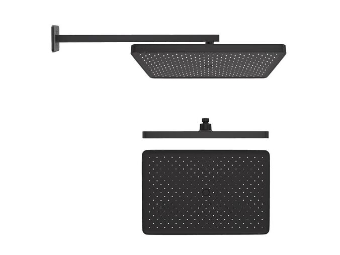 kielle Vega Hlavová sprcha 360 x 240 mm, 1 proud, sprchové rameno 430 mm, matná černá