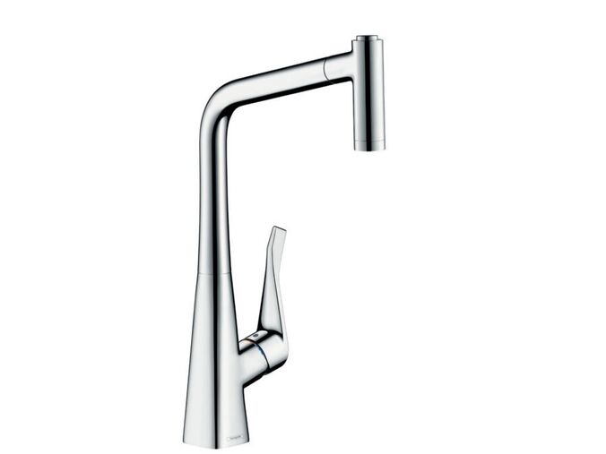 Hansgrohe M71 Dřezová baterie Metris s výsuvnou sprškou, EcoSmart, chrom