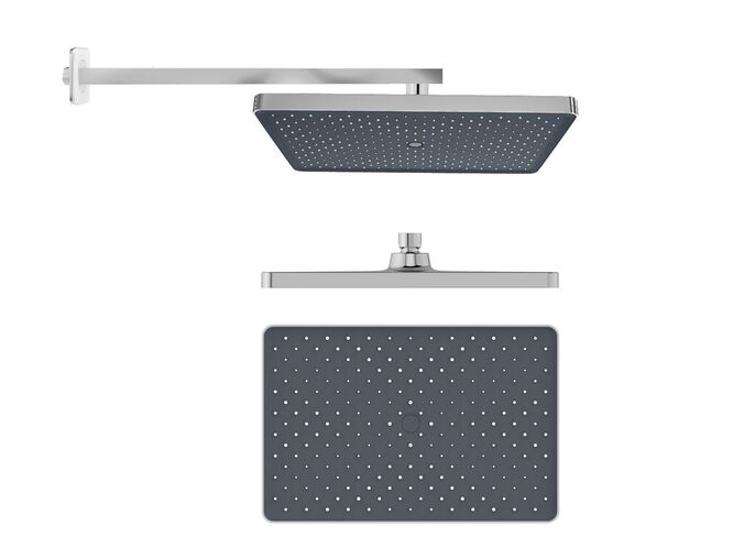 Kielle Vega Hlavová sprcha 360 x 240 mm, 1 proud, sprchové rameno 430 mm, chrom/černá