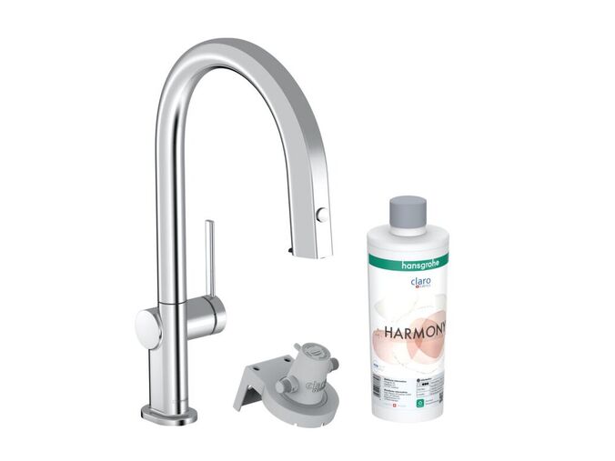 Hansgrohe Aqittura M91 Dřezová baterie s výsuvnou koncovkou a filtrací, chrom