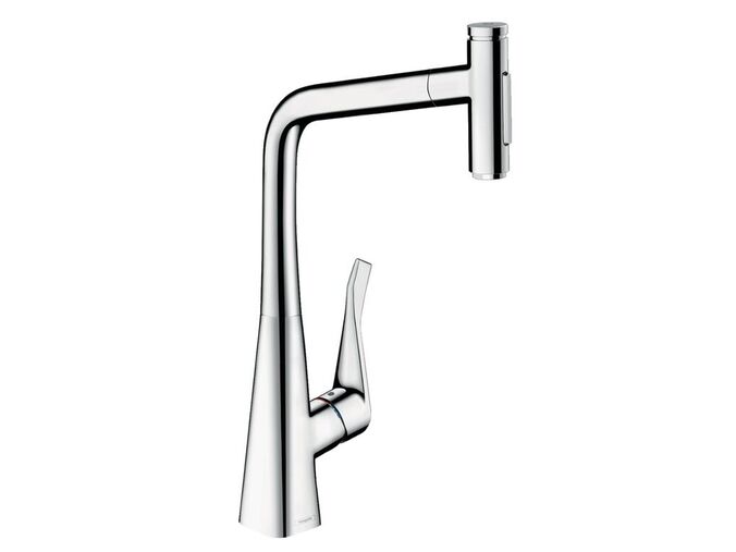 Hansgrohe Metris M71 Dřezová baterie M7117-H320 s výsuvnou sprškou, sBOX, chrom