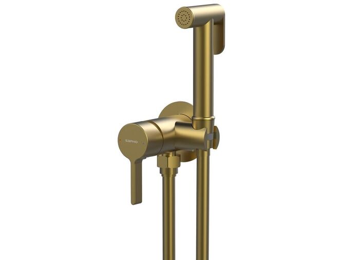 Sapho ICONIC podomítková bidetová baterie se Stop sprškou, kulatá, zlato mat