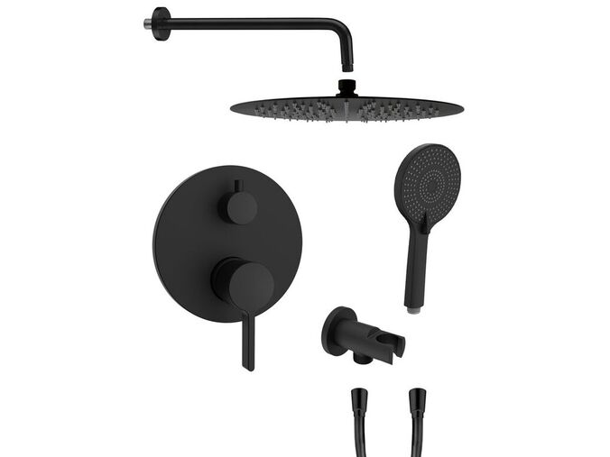 Sapho ICONIC podomítkový sprchový set s pákovou baterií, 2 výstupy, vyústění, černá mat
