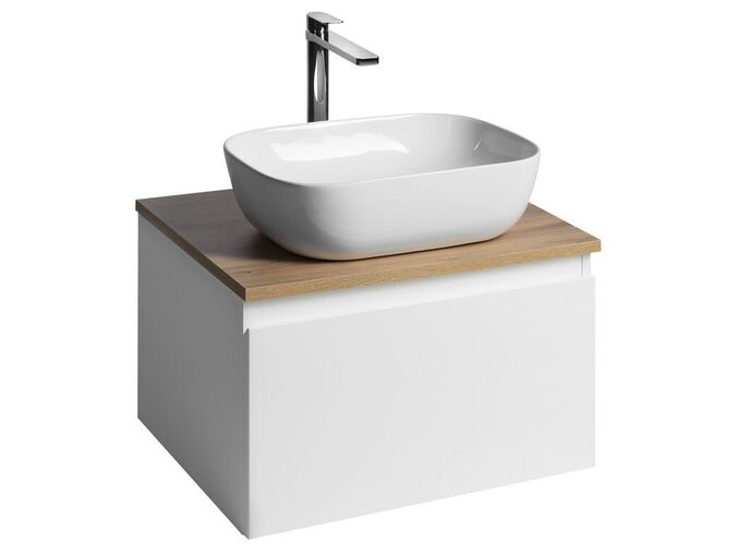 Aqualine ALTAIR skříňka s deskou 58 cm, bílá/dub emporio