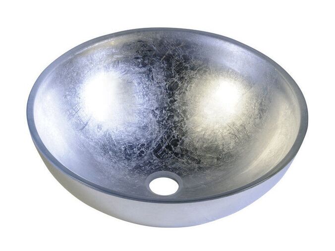 Sapho MURANO ARGENTO skleněné umyvadlo na desku, průměr 40cm, stříbrná