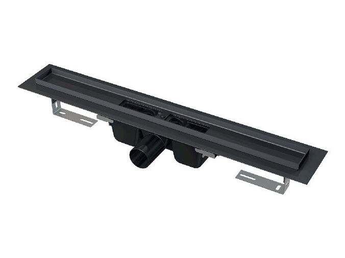 Alcadrain podlahový žlab s okrajem pro perforovaný rošt 75 cm, černá mat - výprodej vzorku