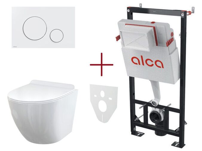 Alcadrain Sádromodul - sada pro závěsné WC  AM101/1120 + klozet Solid a sedátko Slim softclose + ovládací tlačítko M670, bílá