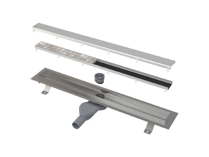 Alca Fit and Go Podlahový žlab 95 cm, pro oboustranný rošt, nerez