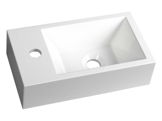 Sapho AMAROK umývátko, litý mramor, 40x22cm, baterie vlevo, bílá