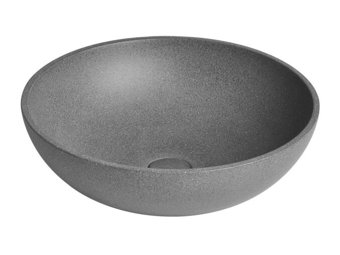 Sapho TURF betonové umyvadlo na desku, včetně výpusti, Ø 44cm, černý granit