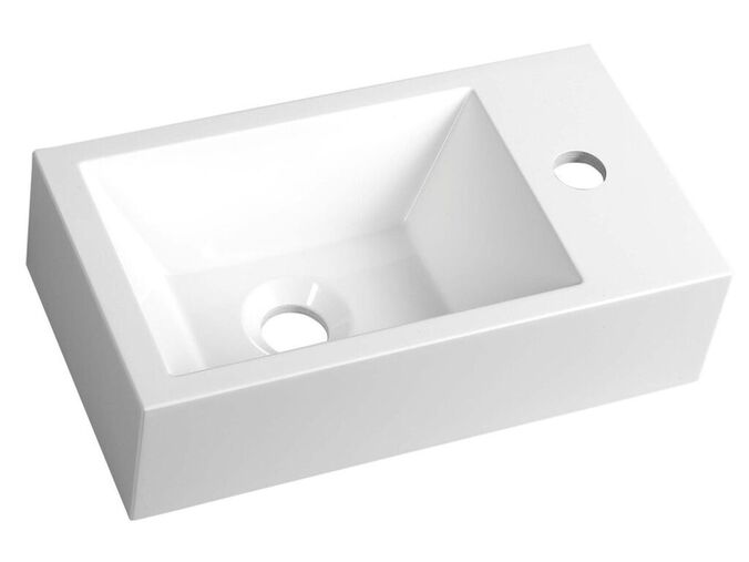 Sapho AMAROK umývátko, litý mramor, 40x22cm, baterie vpravo, bílá