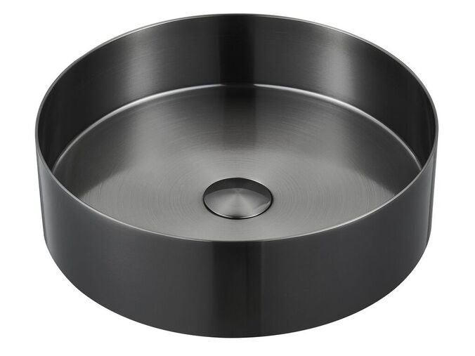 Sapho AURUM nerezové umyvadlo na desku, průměr 38cm, včetně výpusti, antracit