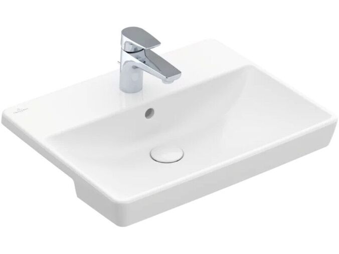 Villeroy & Boch Avento polozápustné umyvadlo 55x44 cm, otvor pro baterii, s přepadem, bílá Alpin