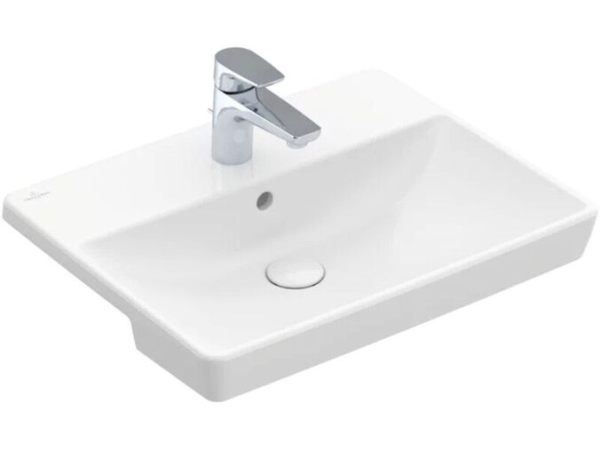Villeroy & Boch Avento polozápustné umyvadlo 55x44 cm, otvor pro baterii, s přepadem, bílá Alpin