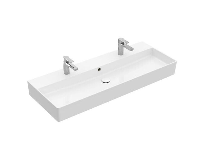 Villeroy & Boch Memento 2.0 Dvojumyvadlo 1200x470 mm, s přepadem, 2 otvory pro baterii, CeramicPlus, alpská bílá