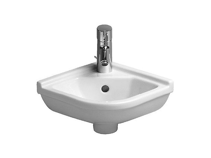 Duravit Starck3 umývátko rohové 43x38 cm, otvor pro baterii, WonderGliss, bílá