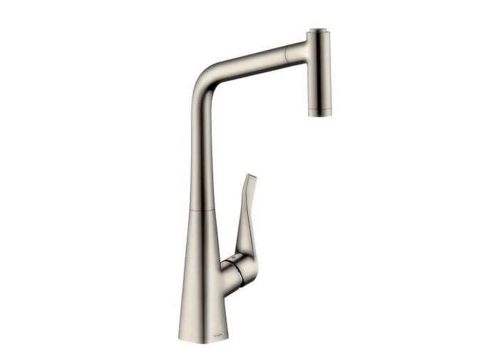 Hansgrohe Metris M71 Dřezová baterie s výsuvnou sprškou, vzhled nerezu