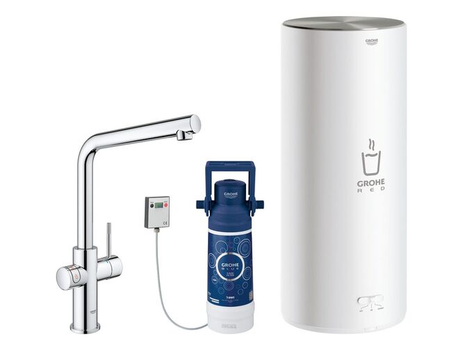 Grohe Red Dřezová baterie Duo s ohřevem vody a filtrací, zásobník M, chrom