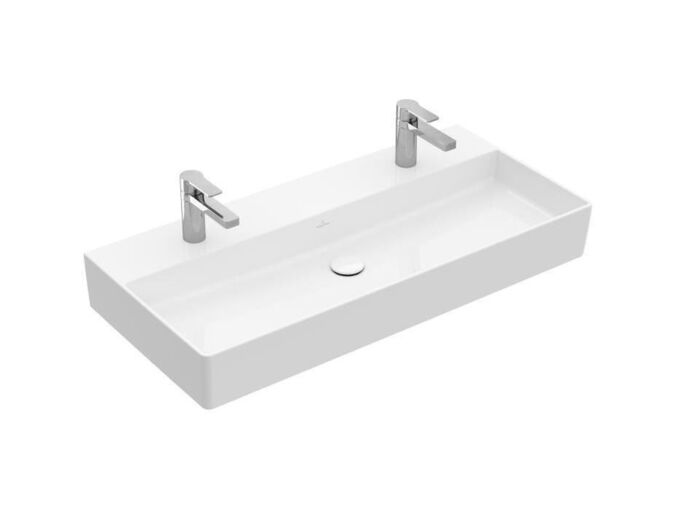Villeroy & Boch Memento 2.0 Dvojumyvadlo nábytkové 1000x470 mm, bez přepadu, 2 otvory pro baterii, alpská bílá