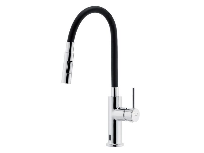Novaservis Dřezová senzorová baterie s flexi ram. Distanza, černá-chrom