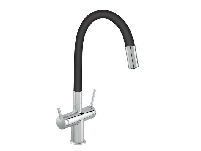 Novaservis Dřezová stojánková baterie Filtrata s elast. ram,černá-chrom