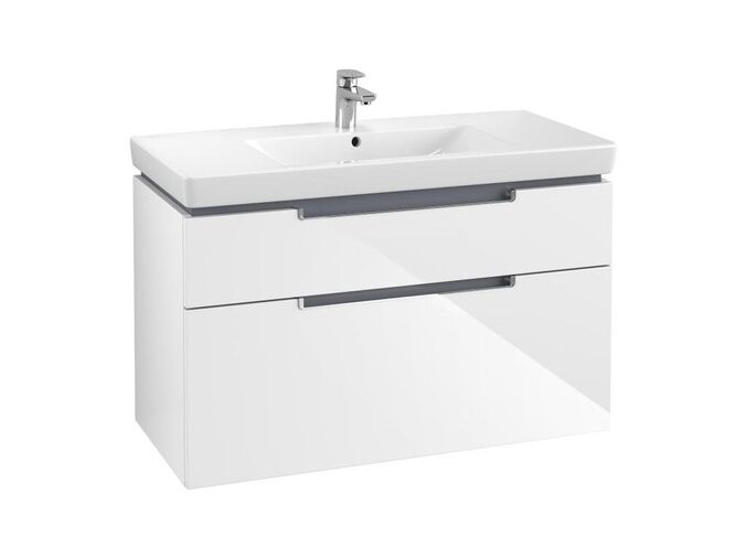 Villeroy & Boch Subway 2.0 Umyvadlová skříňka, 987x590x449 mm, 2 zásuvky, Glossy White