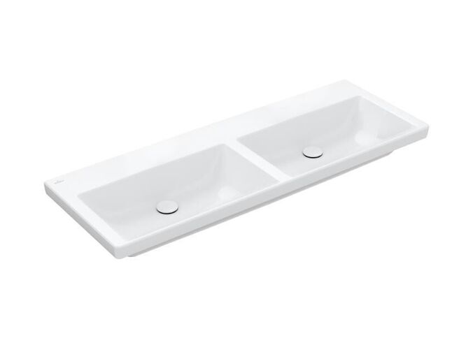 Villeroy & Boch Subway 3.0 Dvojumyvadlo nábytkové 1300x470 mm, bez přepadu, bez otvoru pro baterie, CeramicPlus, Stone White