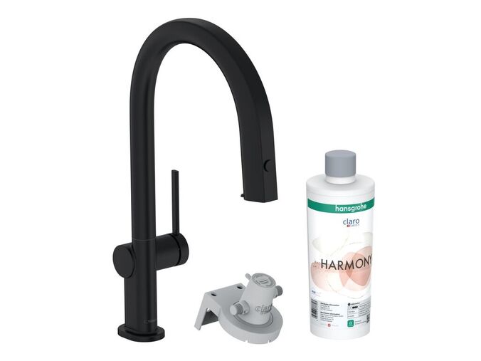 Hansgrohe Aqittura M91 Dřezová baterie s výsuvnou koncovkou a filtrací, sBox, matná černá