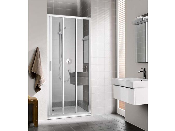 Kermi CADA XS posuvné sprchové dveře 90x200 cm ,třídílné, sklo čiré, bílá - výprodej vzorku