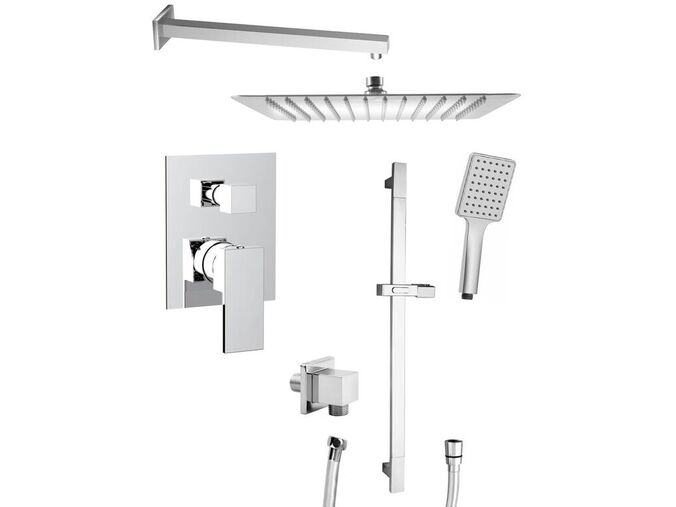 Sapho CUBEMIX podomítkový sprchový set s pákovou baterií, 2 výstupy, posuvný držák sprchy, chrom