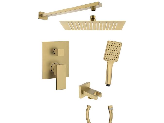 Sapho CUBEMIX podomítkový sprchový set s pákovou baterií, 2 výstupy, vyústění, zlato mat