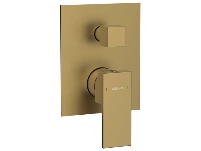 Sapho CUBEMIX podomítková sprchová baterie, 2 výstupy, zlato mat