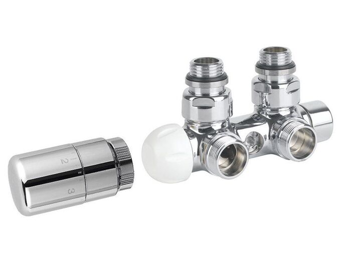 Sapho TWIN připojovací sada ventilů termostatická pro středové připojení, pravé, chrom