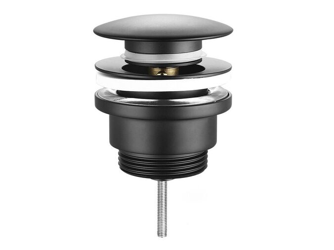 Sapho Umyvadlová výpust 5/4“, click-clack, velká zátka, 10-55mm, černá mat