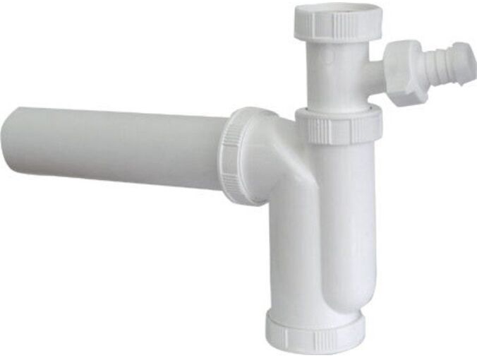 Sapho Dřezový sifon s odbočkou 1'1/2 odpad 50mm, bílá