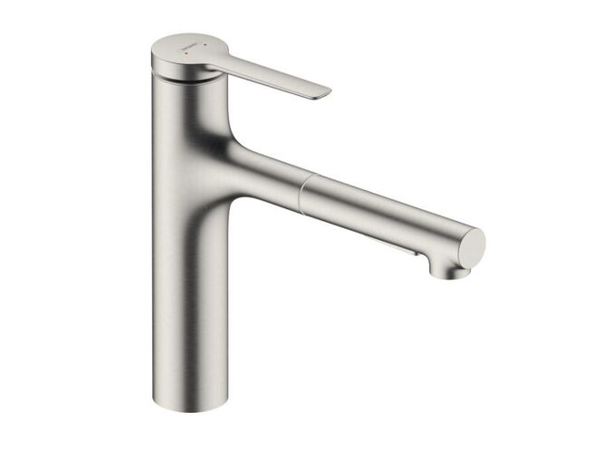 Hansgrohe Zesis M33 Dřezová baterie 160, s výsuvnou sprškou s přepínačem, vzhled nerezu