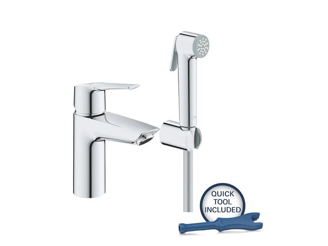 Grohe QuickFix Start Umyvadlová baterie s bidetovou sprškou, chrom