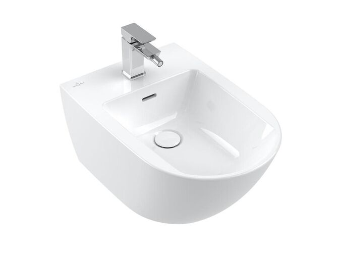 Villeroy & Boch Subway 3.0 Závěsný bidet 560x375 mm, s přepadem, otvor pro baterii, CeramicPlus, Stone White