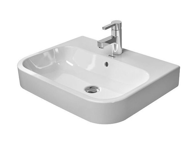 Duravit Happy D.2 umyvadlo na desku, 60x46 cm, přepad, otvor pro baterii, bílá
